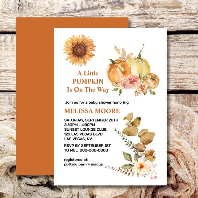A little pumpkin is on the way baby shower invitation (Creator Uploaded)