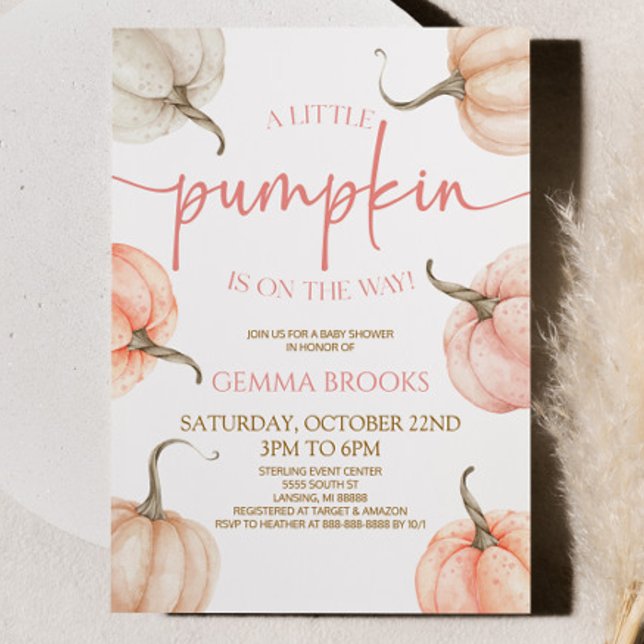 A Little Pumpkin Is On The Way! Baby Shower Invitation (Creator Uploaded)