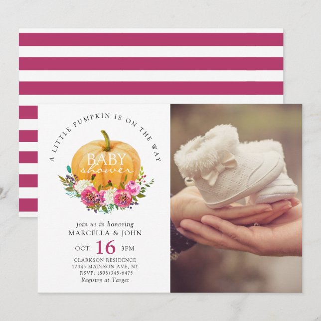 A Little Pumpkin is On the Way Baby Shower Invitation (Front/Back)