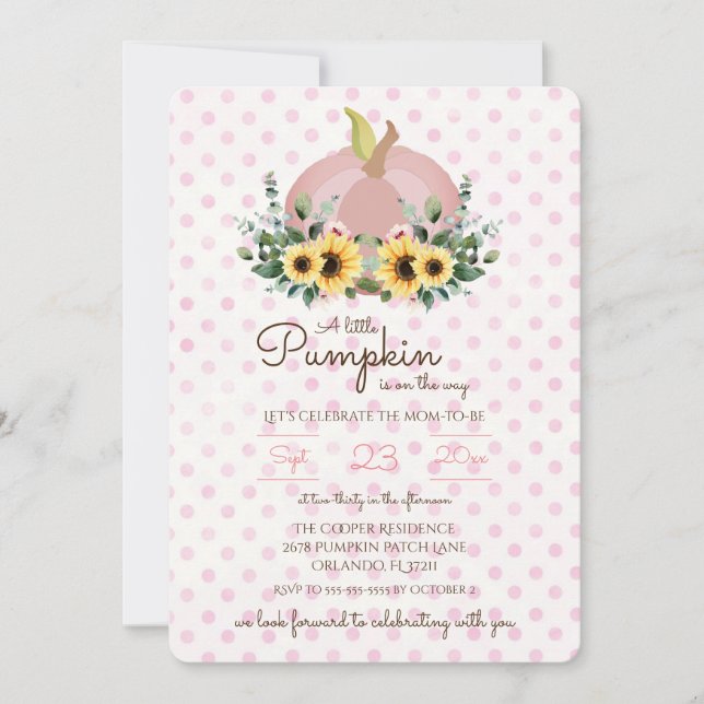 A little Pumpkin is on the way Baby Shower Invite (Front)