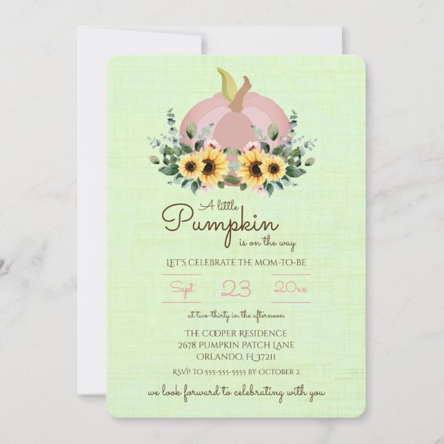 A little Pumpkin is on the way Baby Shower Invite (Front)