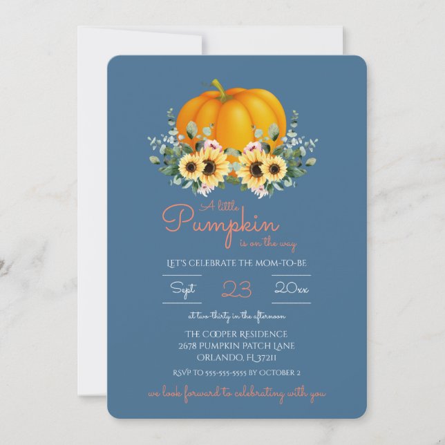 A little Pumpkin is on the way Baby Shower Invite (Front)