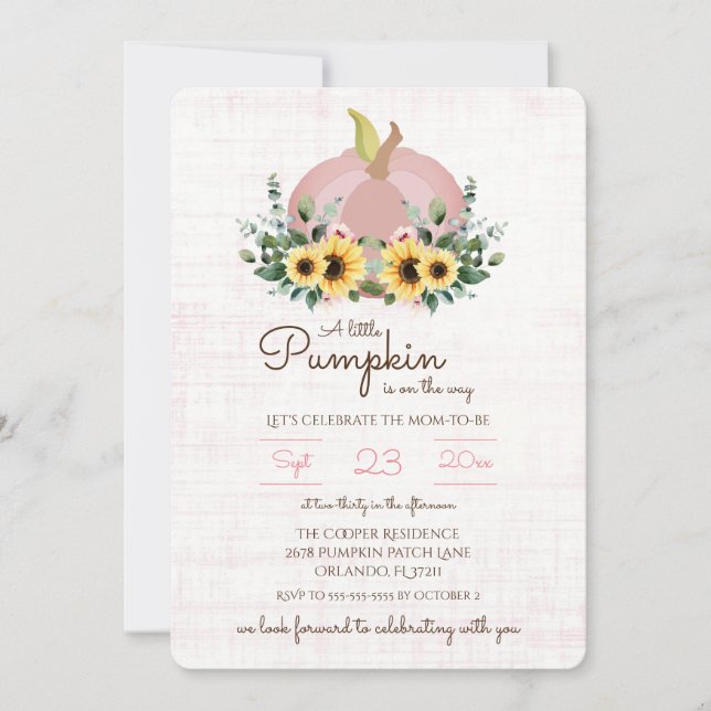 A little Pumpkin is on the way Baby Shower Invite (Front)