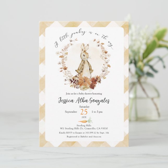 A little pumpkin is on the way baby shower Invite (Standing Front)