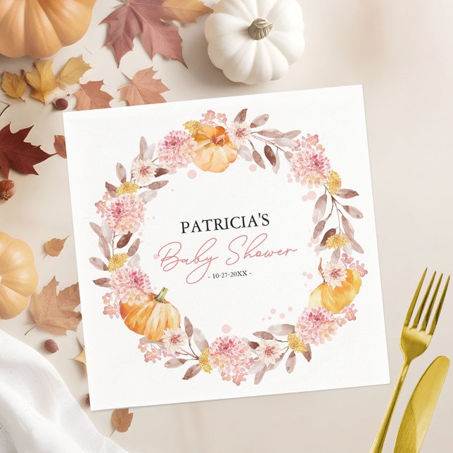 A Little Pumpkin Is On The Way Baby Shower Napkin (Creator Uploaded)