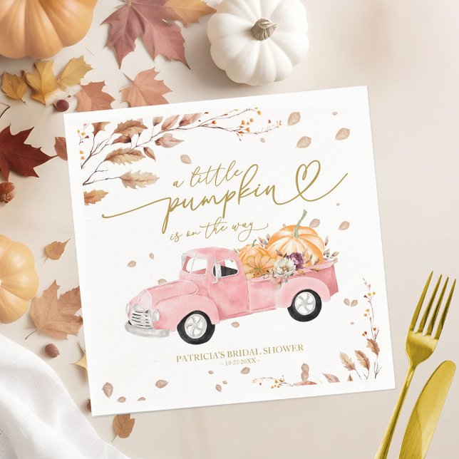 A Little Pumpkin Is On The Way Baby Shower Napkin (Creator Uploaded)