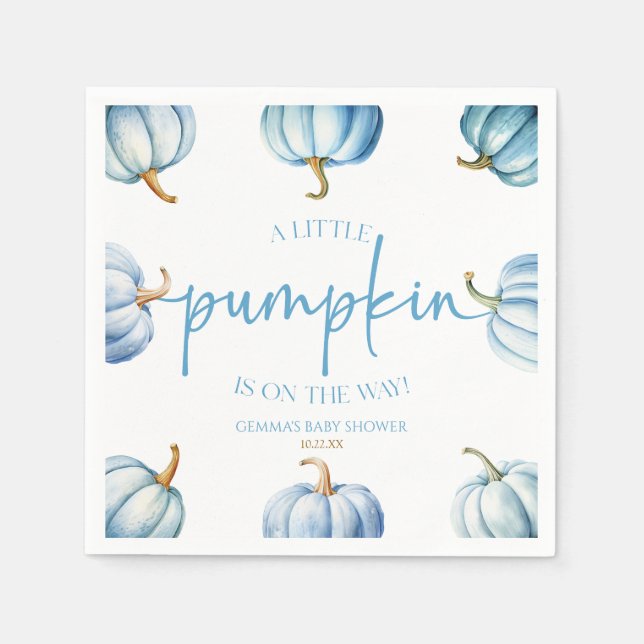 A Little Pumpkin Is On The Way! Baby Shower Napkin (Front)