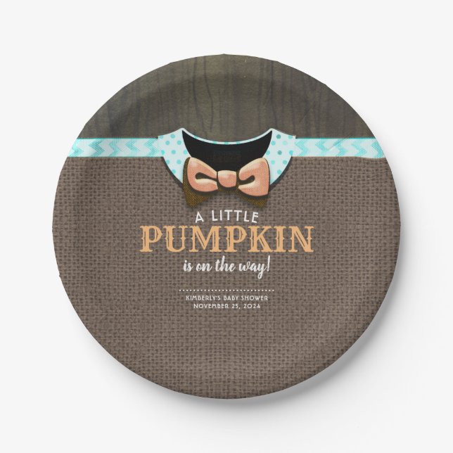 A Little Pumpkin is on the Way Baby Shower Paper P Paper Plate (Front)
