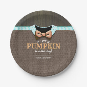 A Little Pumpkin is on the Way Baby Shower Paper P Plate