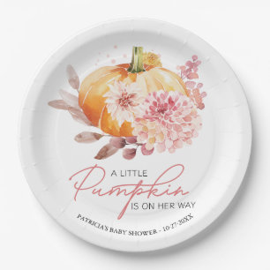 A Little Pumpkin Is On The Way Baby Shower Paper Plate