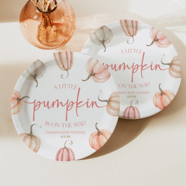 A Little Pumpkin Is On The Way! Baby Shower Paper Plate (Creator Uploaded)