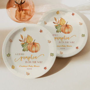 A Little Pumpkin Is On The Way! Baby Shower Paper Plate