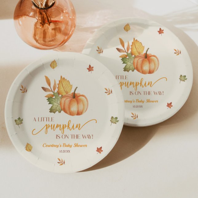 A Little Pumpkin Is On The Way! Baby Shower Paper Plate (Creator Uploaded)
