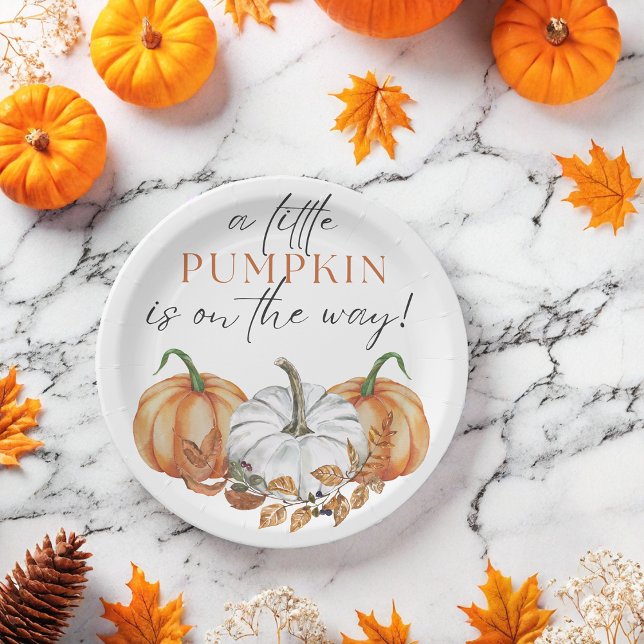 A Little Pumpkin is on the Way - Baby Shower Paper Plate (Creator Uploaded)