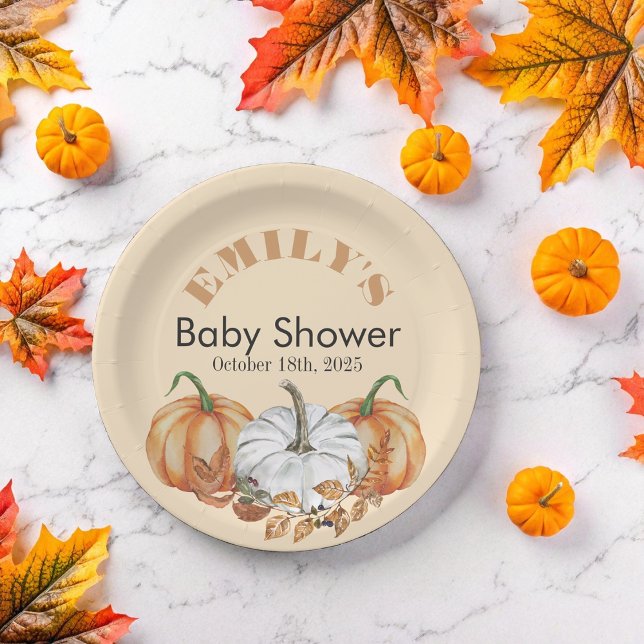 A Little Pumpkin is on the Way - Baby Shower Paper Plate (Creator Uploaded)