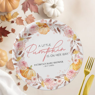 A Little Pumpkin Is On The Way Baby Shower Paper Plate