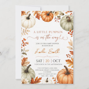 A Little Pumpkin is on the Way Baby shower party Invitation