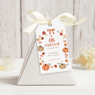 A Little Pumpkin Is On The Way Baby Shower Welcome Gift Tags