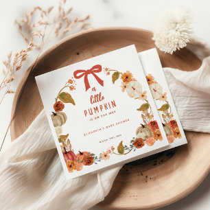 A Little Pumpkin Is On The Way Baby Shower Welcome Napkin