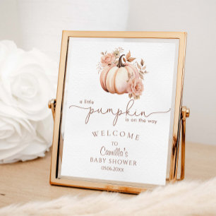 A Little Pumpkin Is On The Way Baby Shower Welcome Poster