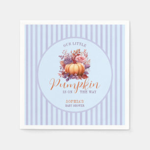 A Little Pumpkin Is On The Way Blue Baby Shower Napkin