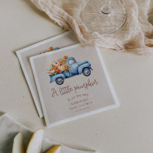 A Little Pumpkin Is On The Way Blue Truck Napkin