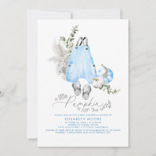 A Little Pumpkin Is On The Way Boy Baby Shower Invitation