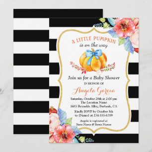 A Little Pumpkin is On the Way   Boy Baby Shower Invitation