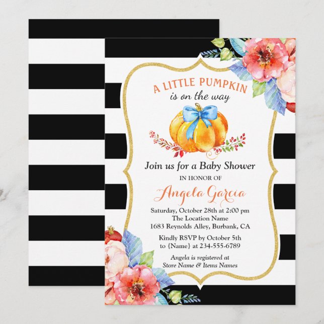 A Little Pumpkin is On the Way | Boy Baby Shower Invitation (Front/Back)