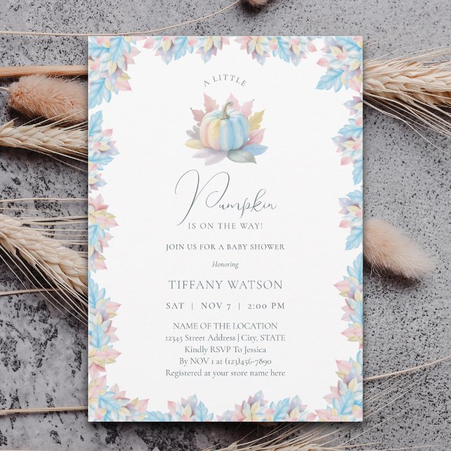 A Little Pumpkin is On The Way Boy Baby Shower Invitation (Creator Uploaded)