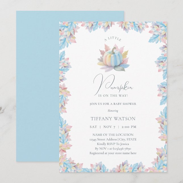 A Little Pumpkin is On The Way Boy Baby Shower Invitation (Front/Back)