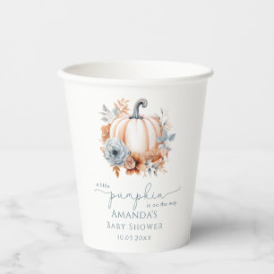 A Little Pumpkin Is On The Way Boy Baby Shower Paper Cups