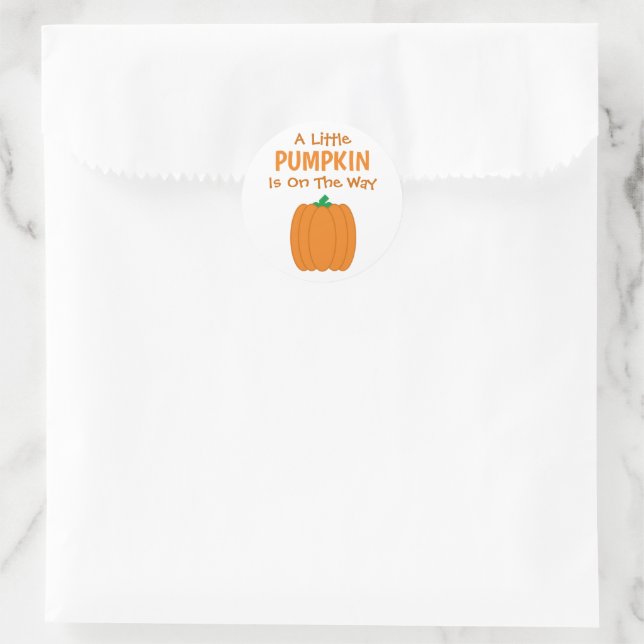 A Little Pumpkin Is On The Way Classic Round Sticker (Bag)