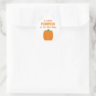 A Little Pumpkin Is On The Way Classic Round Sticker