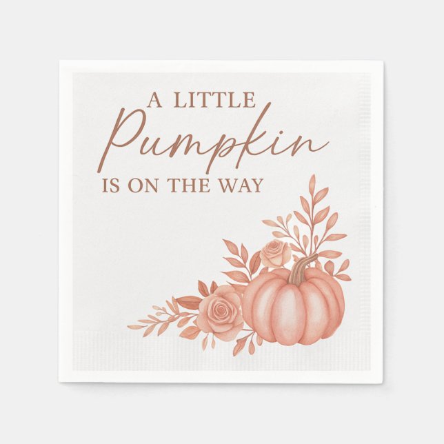 A Little Pumpkin  Is On The Way Cocktail Napkins (Front)