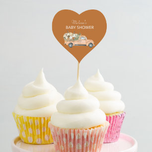 A little pumpkin is on the way cupcake topper heart sticker
