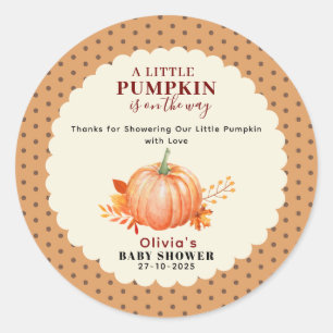  a Little Pumpkin Is on The Way Fall Baby Shower  Classic Round Sticker