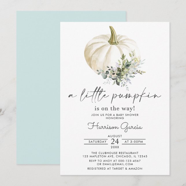 A Little Pumpkin is on the way Fall Baby Shower In Invitation (Front/Back)