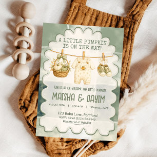 A Little Pumpkin Is On The Way Fall Baby Shower Invitation