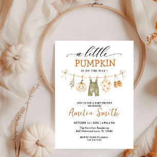 A Little Pumpkin is on The Way Fall Baby Shower  Invitation