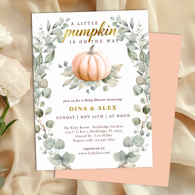 A Little Pumpkin Is on the Way Fall Baby Shower  Invitation (Little Pumpkin Baby Shower - Orange)