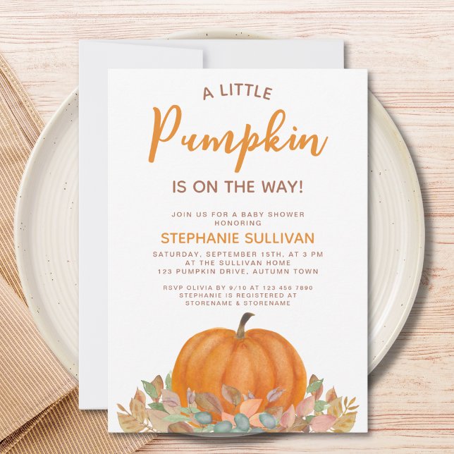 A Little Pumpkin Is On The Way Fall Baby Shower Invitation (Creator Uploaded)