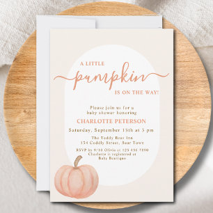 A Little Pumpkin Is On The Way Fall Baby Shower Invitation