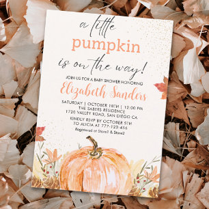 A Little Pumpkin Is on The Way, Fall Baby Shower Invitation