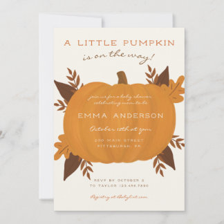 A Little Pumpkin is on the Way Fall Baby Shower Invitation