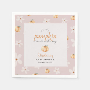 A Little Pumpkin Is On The Way Fall Baby Shower Napkin