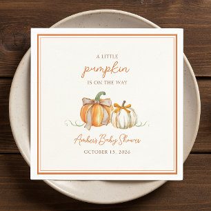 A Little Pumpkin is on the Way! Fall Baby Shower Napkin