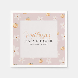 A Little Pumpkin Is On The Way Fall Baby shower Napkin