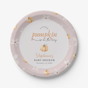 A Little Pumpkin Is On The Way Fall Baby Shower Paper Plate