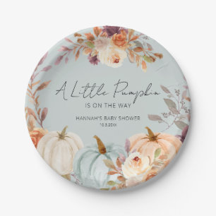 A Little Pumpkin is on the Way Fall Baby Shower Paper Plate